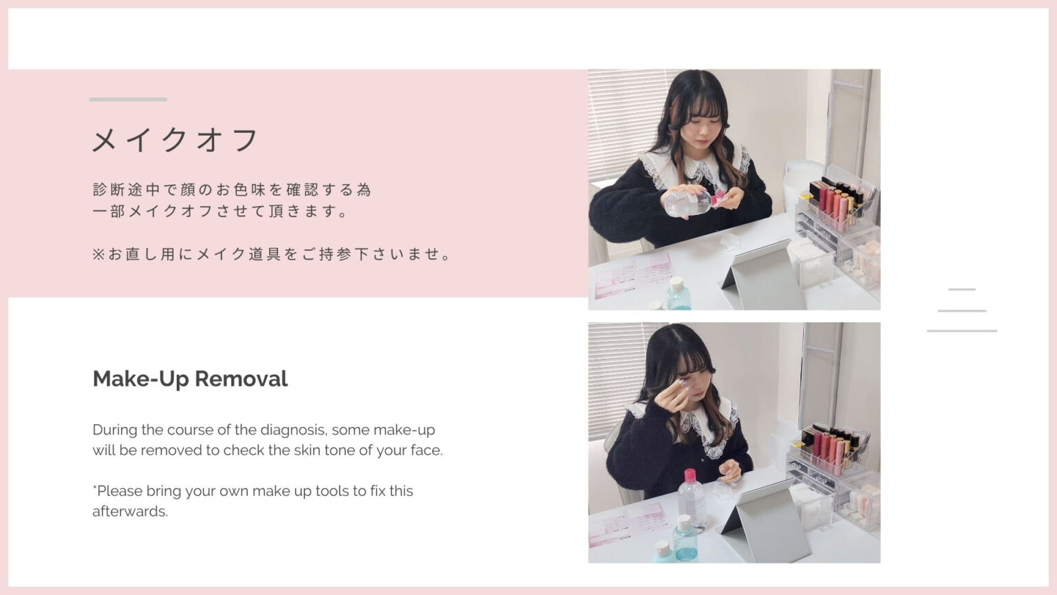 メイクオフの説明スライド